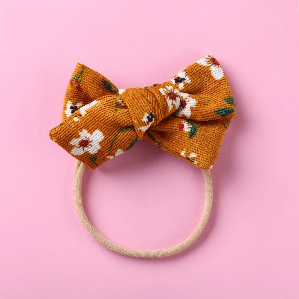 

Printed Flower Baby Accessories Headwear Cute Infant Baby Girls Bow Headband Elastic Hairband Hair Photo Props Baby Gifts