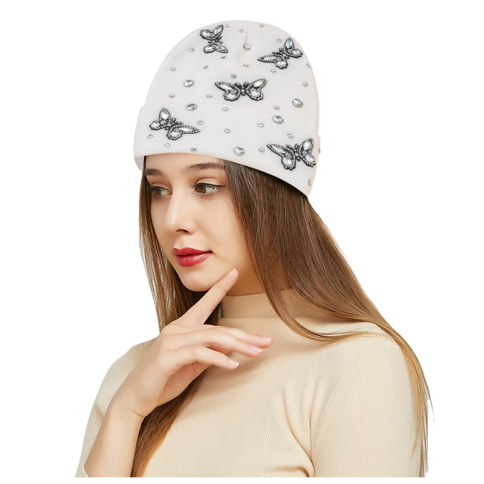 

Outdoor Winter Adult Neutral Keep Warm Printing Hats Woolen Hat Stylish Thin Hip-hop Soft Stretch Knit Slouchy