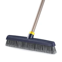 eyliden push broom brush stiff bristles with 12 8in long pole broom head telescopic heavy duty outdoor commercial