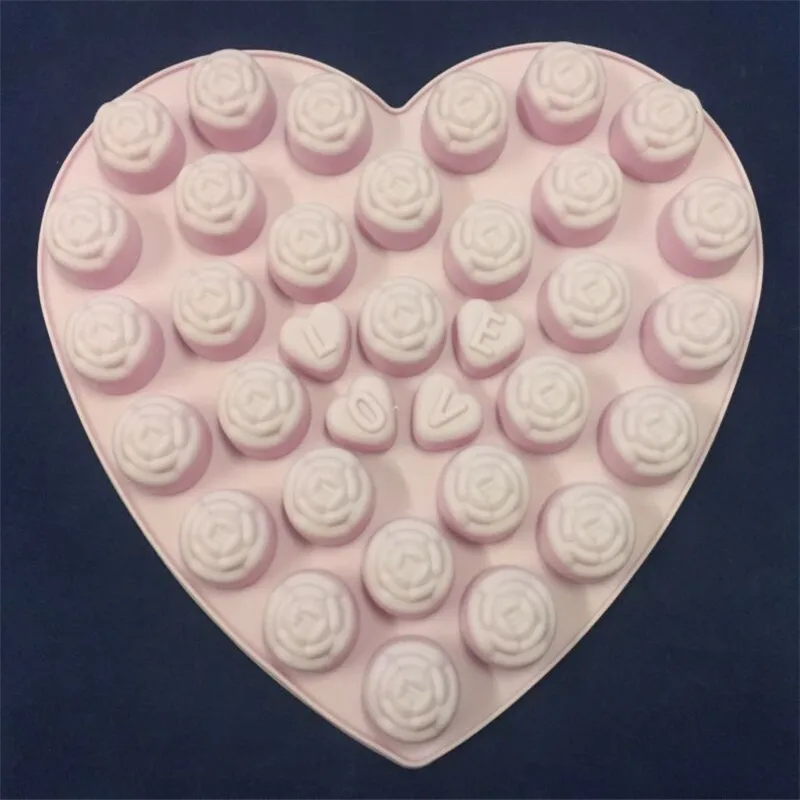 Форма в форме сердца силиконовая форма для рукоделия цветы любовь розы воск