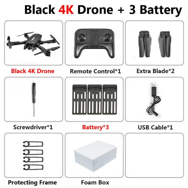 4K 3BAT foam box Радиоуправляемый Дрон с 4K HD камерой FPV Wi-Fi функция удержания высоты Selife Дрон складной Квадрокоптер Vs E58 SG106 M69 xs816 дроны - Цвет: 4K 3BAT foam box