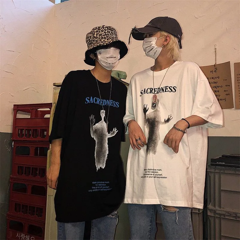 Новинка свободная Японская уличная одежда Bf черного и белого цвета для мужчин