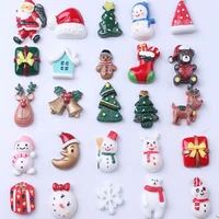 10pcs christmas resin mixed decorative material snowman christmas tree mobile phone accessories diy crafts