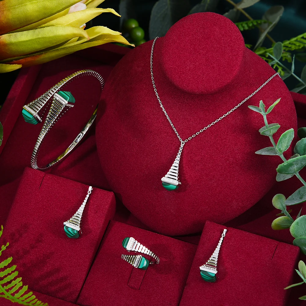 

Luxury Cute Shiny Bridal Necklace Bracelet Earrings Ring Jewelry set For Ladies Women Wedding African CZ Dubai Jewelry