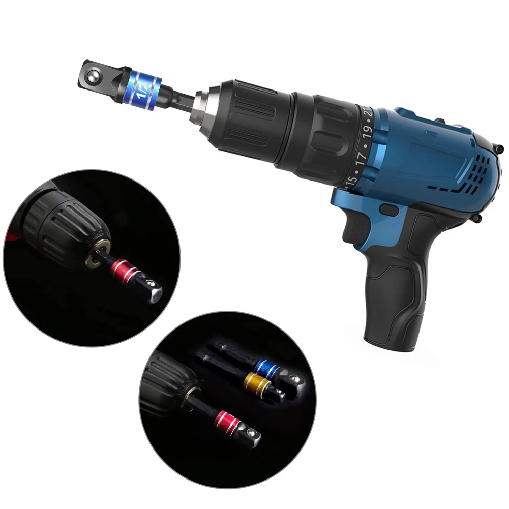 

2021 NEW Shank Drill Socket Adapter For Impact Driver With Hex Shank To Square Socket Drill Bits Bar Extension Set