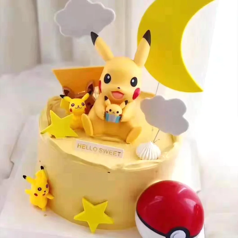 

TAKARA TOMY хобби Фэнтези Фигурки игрушки 11 см Пикачу украшение для торта Покемон самый популярный подарок на день рождения для детей