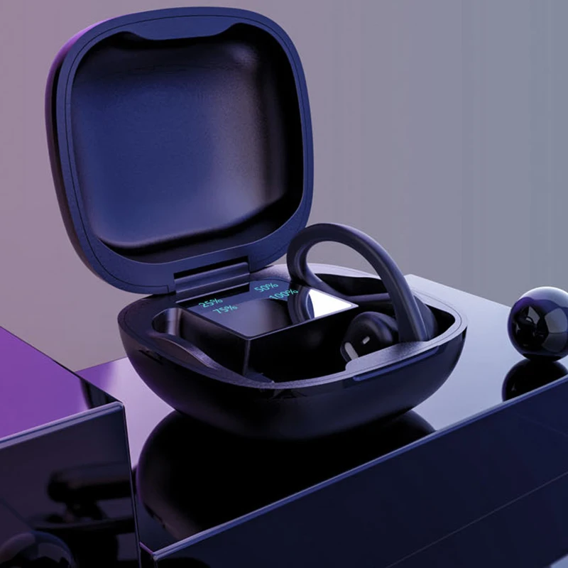 

New MD03 wireless headphones bluetooth 5.0 waterproof business men Ear Hook earphones 10mm Titanium film for iphone xiaomi