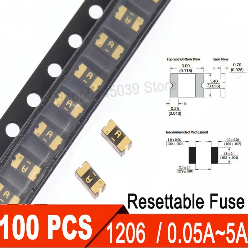 Сбрасываемый предохранитель SMD для 100 0 05a 100MA 120MA 0.16A 0.2A 0.25A 0.3A 0.35A 0.5A 0.75A 1A 1.5A 2A 3.5A 4A 5A