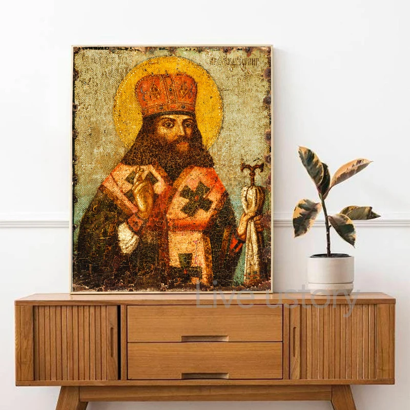 Антикварный русский православный Богом и ребенком художественные принты Иисус