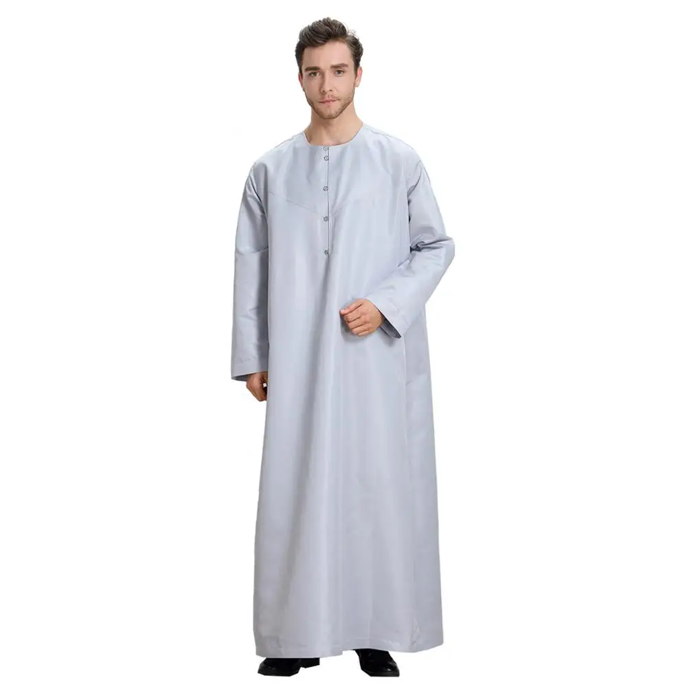 Hanyimidoo Muslim Abaya for Men Jubba Thobe Middle East Long Robes Kaftan Arab Dubai Adult Islamic Clothing