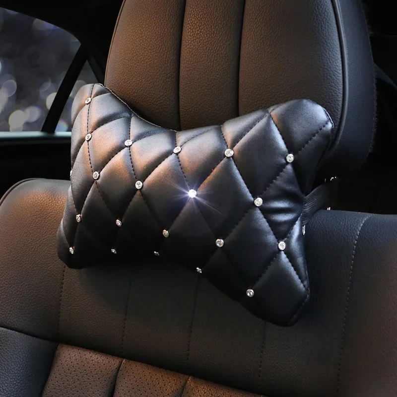 

2PCS Car Neck Pillows Both Side Pu Leather Auto Seat Head Support Neck Protector For Head Pain Relief Universal Car Pillow