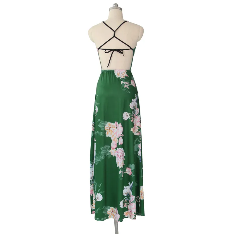 

Sexy Boho Floral Print Summer Playsuit Women V-neck Backless Ankle-length Beach Elegant Party Rompers Womens Jumpsuit Vestidos