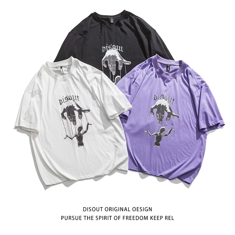 

RHYMONSTER Manipulate Puppet Printed T-Shirts 2021 Hip Hop Fashion Baggy Short Sleeve Tshirts Mens High Street Loose Casual Tops