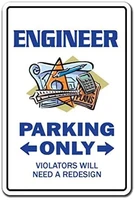 cooltin engineer parking tin sign 8 x 12 inch plaque poster for beer shop gym bar home indoor pub man cave wall decor art