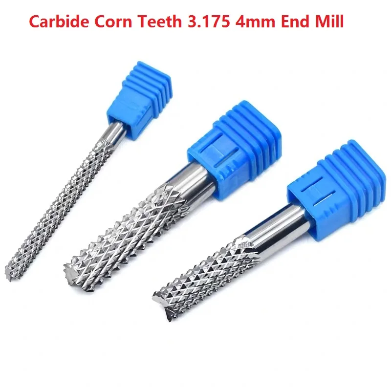 

2pcs Solid Carbide Corn Teeth 3.175 4mm End Mill pcb milling router bit CNC Engraving Tools Cutter for circuit boards Wood