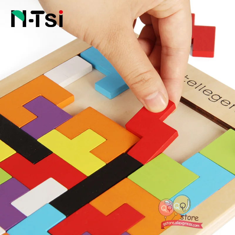 N-Tsi 40 шт. красочные деревянные интеллектуальные головоломки игры Развивающие игрушки для детей подарок