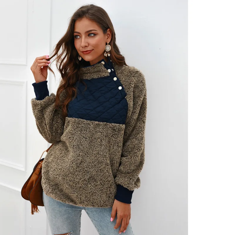 

2019 Cashmere Loose Coat Button Hoodies Autumn Winter Warm Women Sweatshirt Moleton Feminino Inverno Ey*