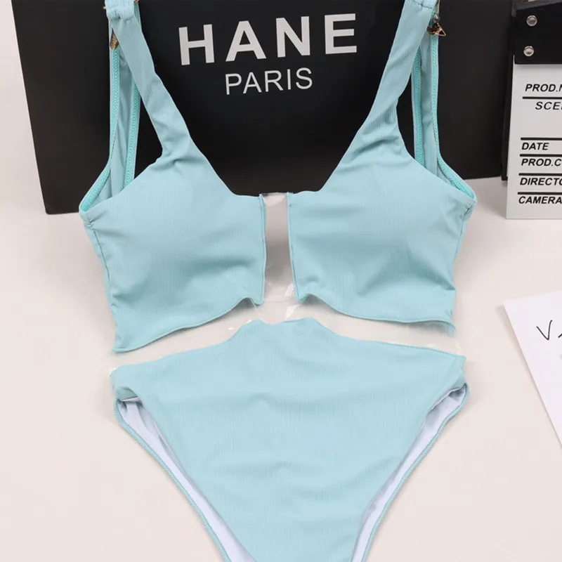 

Summer Women's Bikini Swimsuit Triangle Sexy Blue Fashion Hot Spring Vacation 2021 New