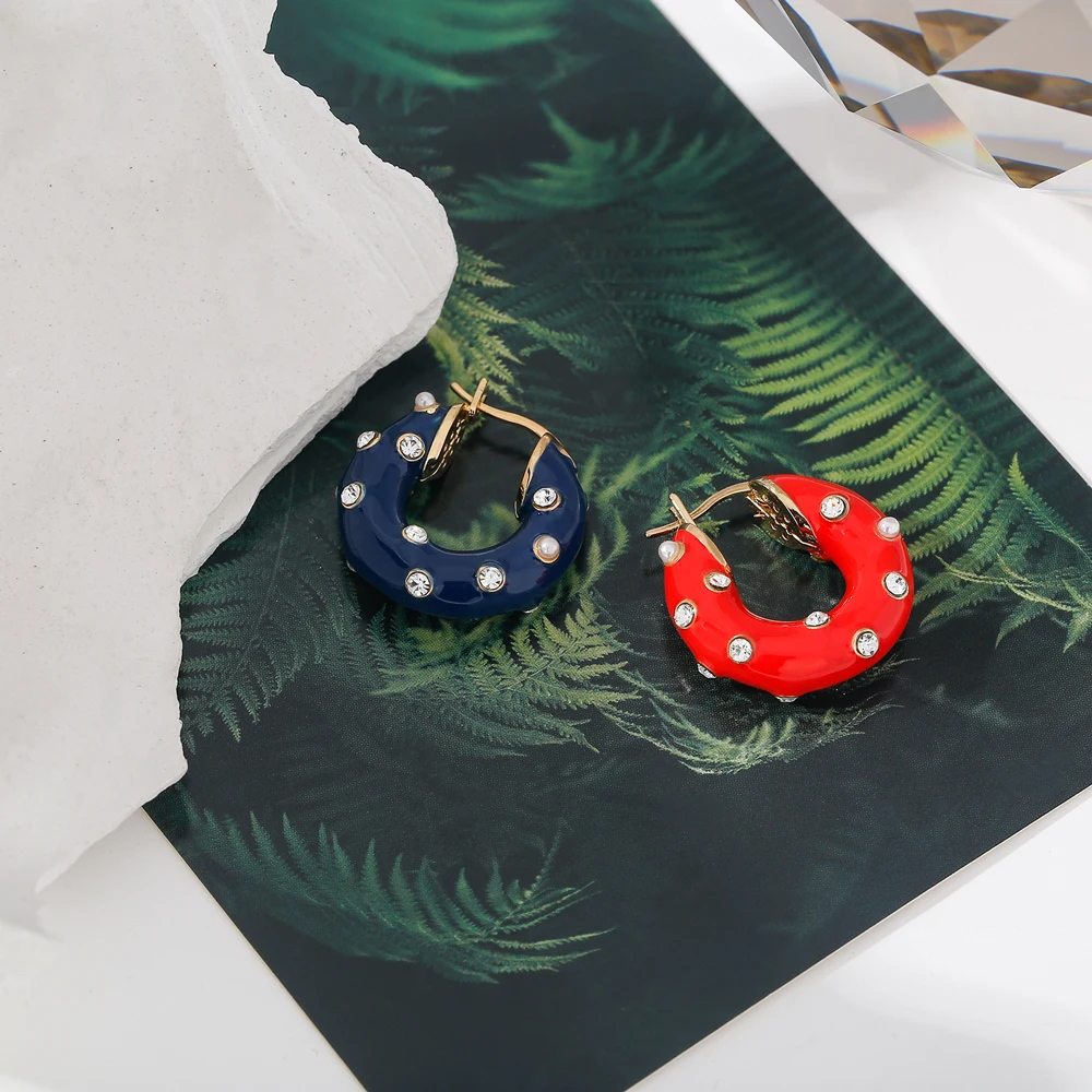 Yhpup бренд не сужающийся книзу массивный эмаль шикарный серьги в виде колец