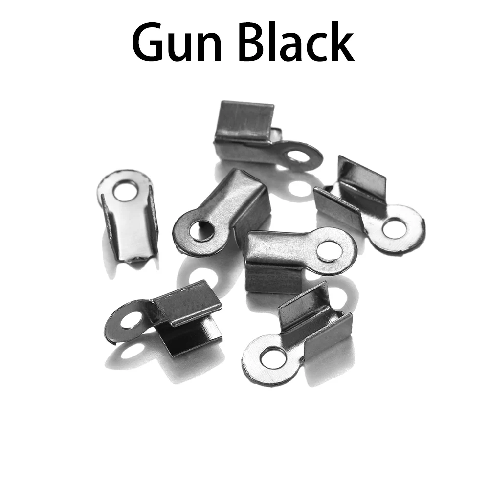 GunBlack 200 шт./лот, заглушки для шнура, заглушки для шнура, лента, кожаный зажим, заглушка, обжимные разъемы для самостоятельного изготовления ювелирных изделий - Цвет: GunBlack