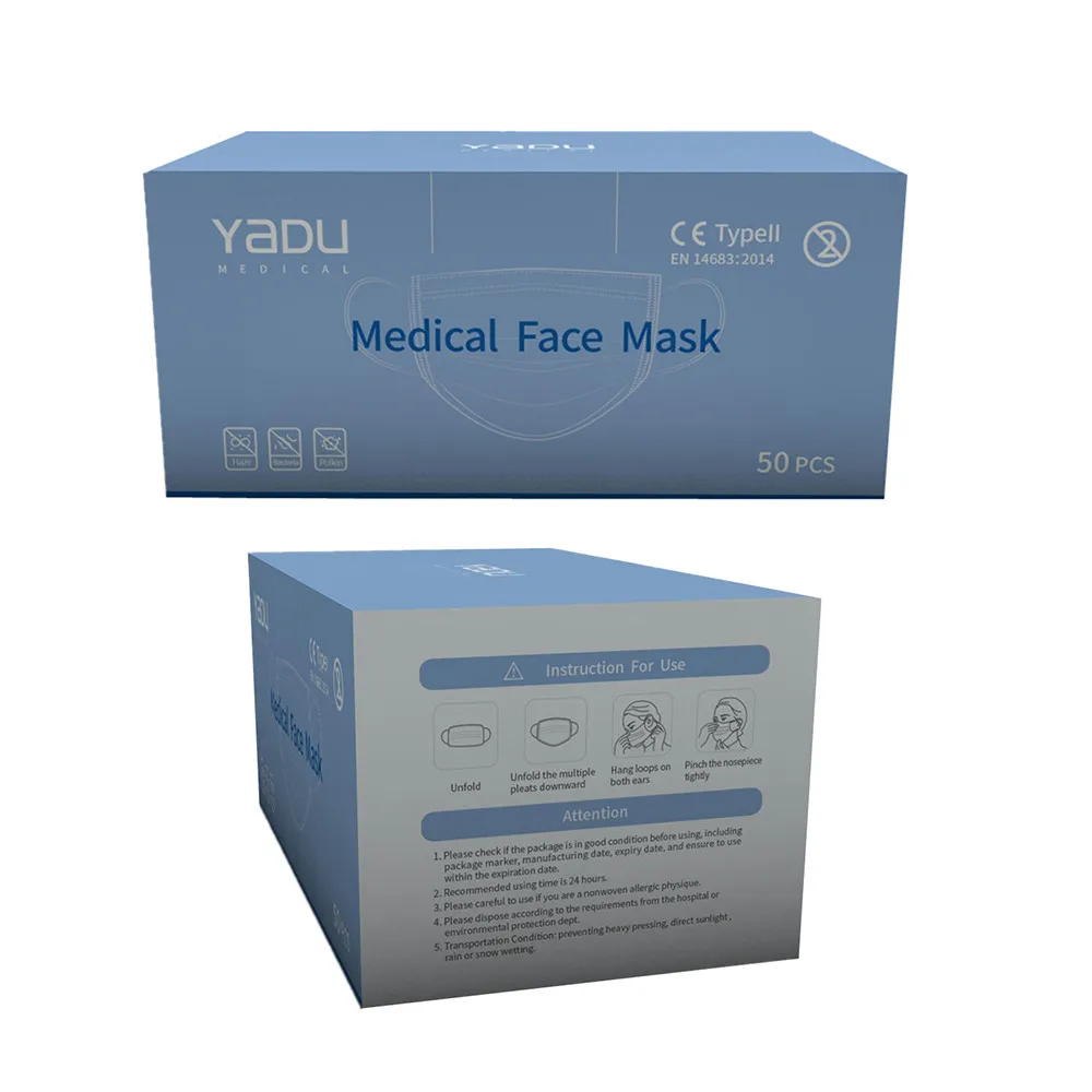 

100 Pcs Blue Anti-Bacteria Disposable Surgical Masks Medical Protect Nose Mouth Masks 3-Ply Anti-PM2.5 Flu Dust-proof Face Masks