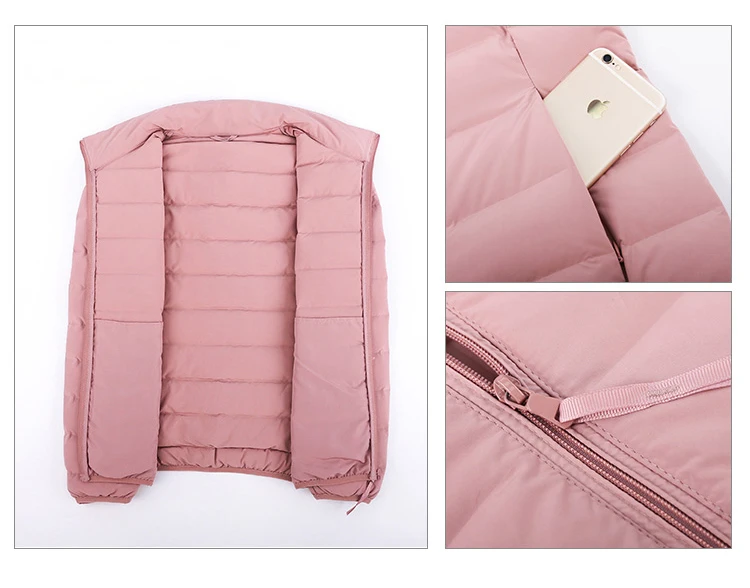 

Ultra Light Down Jacket Winter Women Down Jackets Warm Coat Stand Colar Parka Female Solid Portable Waterproof Seamless Outwear