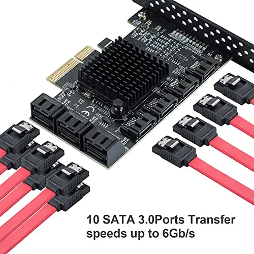 

PCIe SATA Card 6/10 Port 6Gbps SATA 3.0 PCIe Card,Support 10 SATA 3.0 Devices, Built-in Adapter Converter For Desktop PC