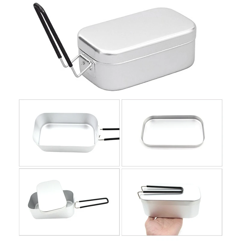 Алюминиевая квадратная коробка для обеда Складная ручка металлический бенто