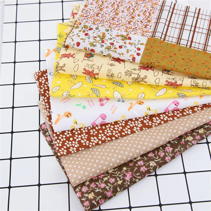 DIY 7 шт./лот 25x25 см желтый кофе мульти Pattern100 % хлопок Pur-cut Лоскутная Ткань Набор для