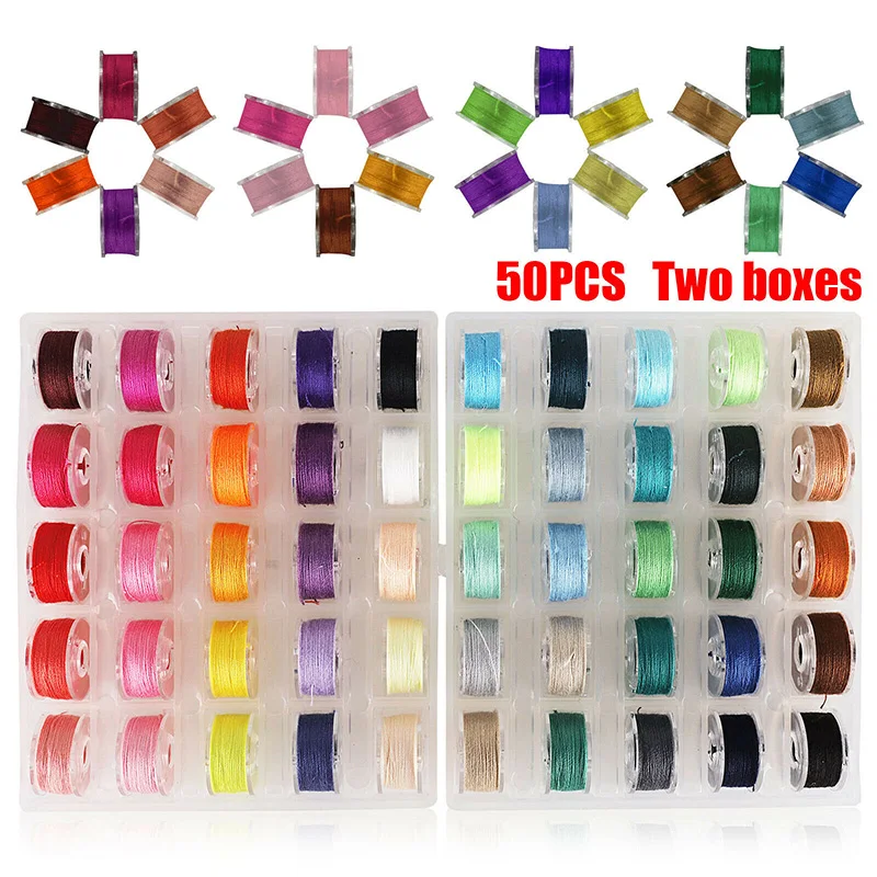 

50 шт. цветная швейная нить с прозрачной пластиковой машинкой бобины катушки вышивка набор ниток домашняя швейная машина аксессуары набор