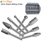 Фреза для резки металла с хвостовиком 6 мм, карбид вольфрама, роторный заусенец, насадка для гравировки с ЧПУ, абразивная алмазная шлифовка, полировка металла