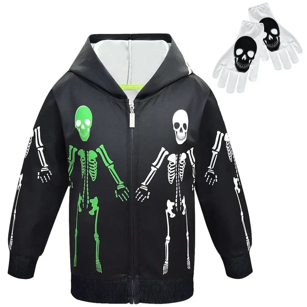 Вечерние худи для мальчиков с черепами на Хэллоуин Детские перчатки детская