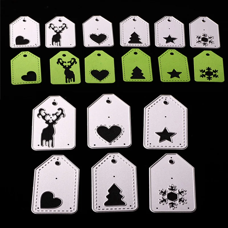 Рождественские ярлыки металлические высечки украшения Скрапбукинг тиснение