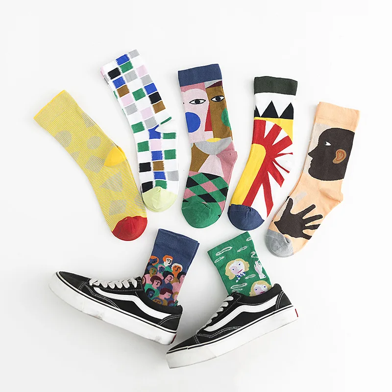 Носки женские хлопковые дышащие с принтом модные короткие рисунком диких