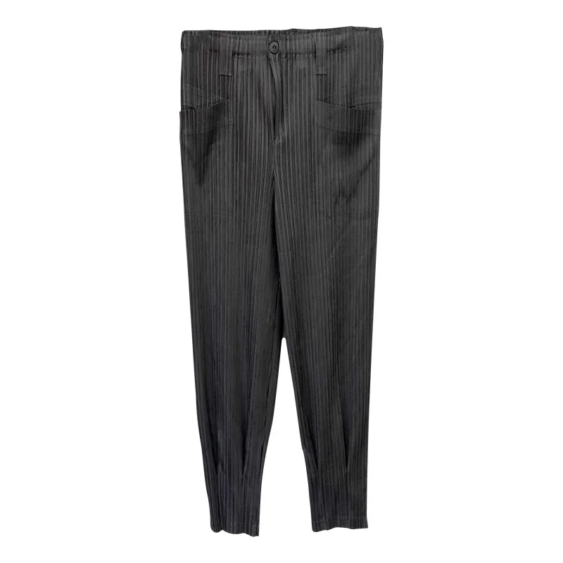 

TVVOVVIN 2021 Summer New Slim Pleated Pencil Pants Solid Color High Waist Casual Ankle-length Pants For Women DX7X