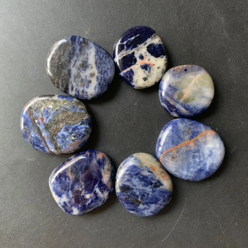 

Natural Blue Sodalite Crystal Palm Stone Chakra Reiki Crystals Healing Amulet Palmstone Home Decor Crafts Collection