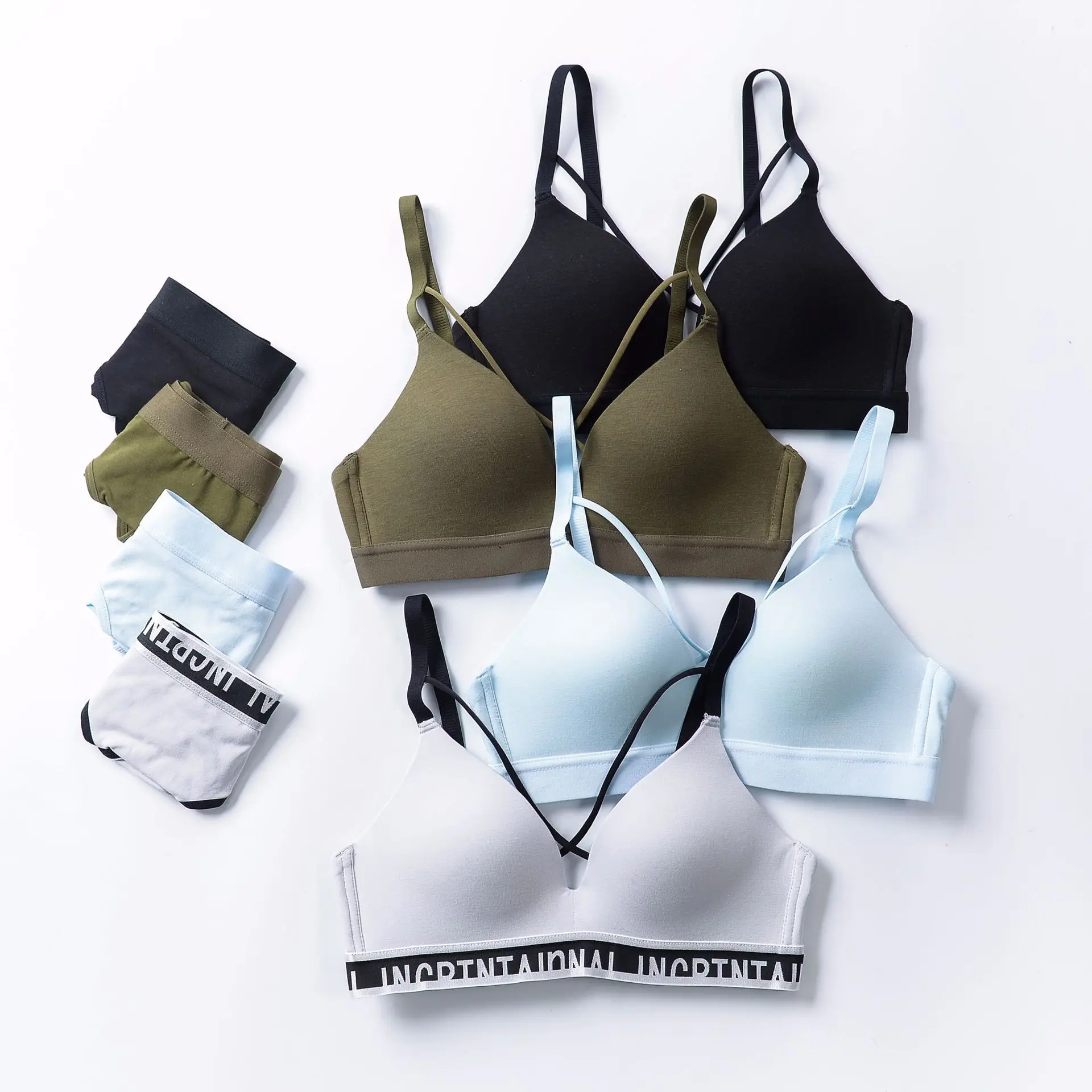 Летний топ наборы для девочек спортивный бюстгальтер пуш-ап и трусики дышащие