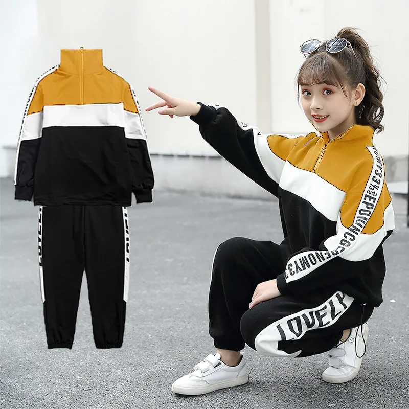 Girl Autumn Winter Sports Clothes Costume Outfit Suit Kids Tracksuit Clothing Set Kids Korean Sweater Tracks Teen Casual Sports