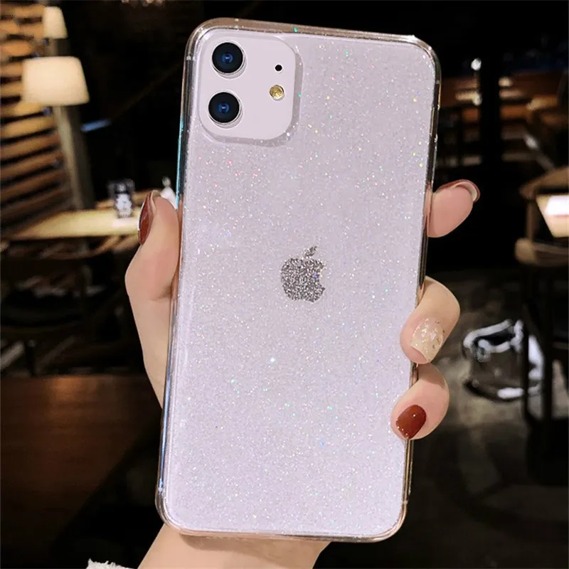 Модный розовый блестящий чехол для телефона iPhone 11 Pro X XR XS Max 8 7 Plus 6S прозрачный