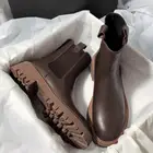 Женские кожаные ботинки челси, новинка сезона осень-зима 2022, модные черные и коричневые ботильоны в стиле ретро, женские ботинки с круглым носком Ytmtloy