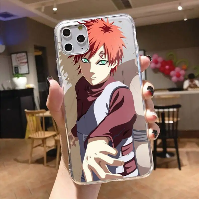 

Japan Anime NARUTO Gaara Phone Case Transparent for iPhone 6 7 8 11 12 s mini pro X XS XR MAX Plus