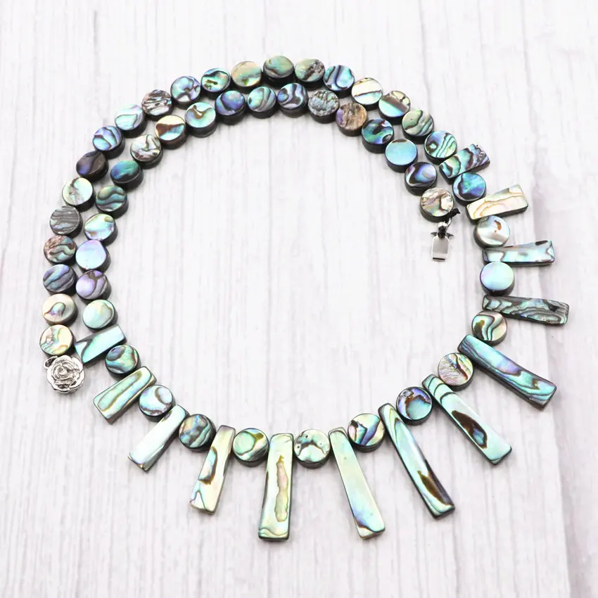 Новый Зеландский Абалон оболочки ожерелье со свисающими бусинами натуральный