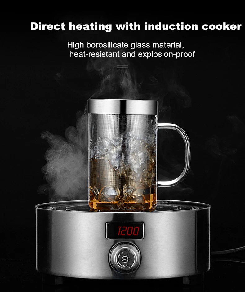 500ml Travel Heat-resistant Glass Tea Infuser Mug With Stainless Steel Lid Coffee Cup Tumbler Kitchen Heat-resistant Large