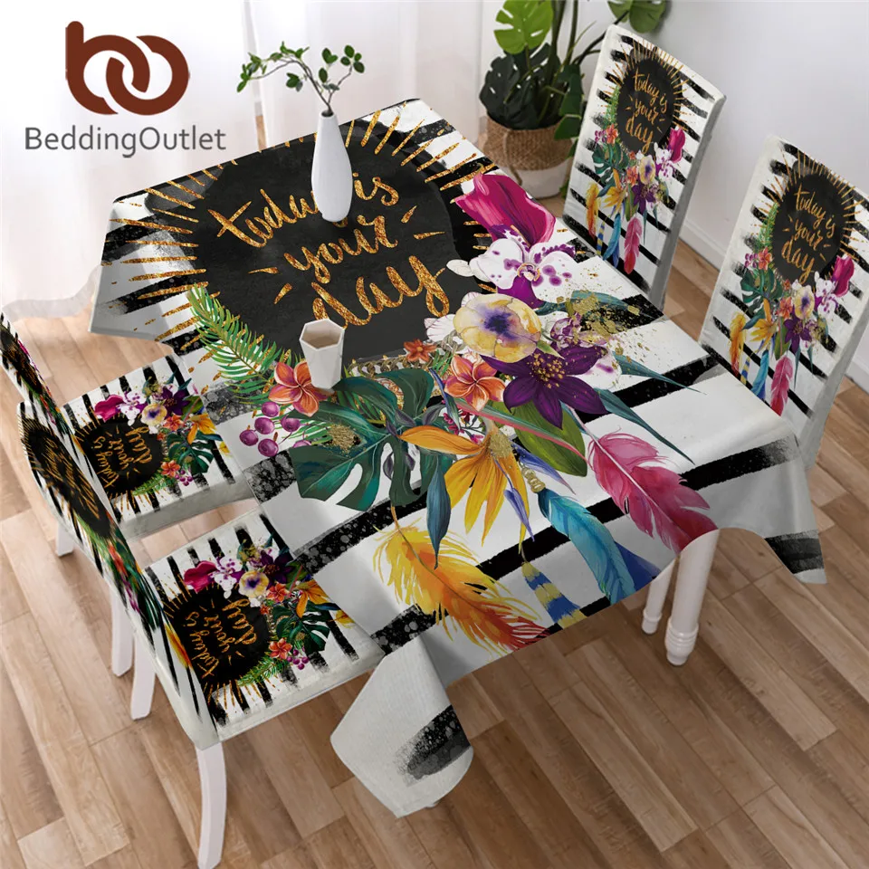 BeddingOutlet цветочная гирлянда свадебная скатерть розовая в полоску