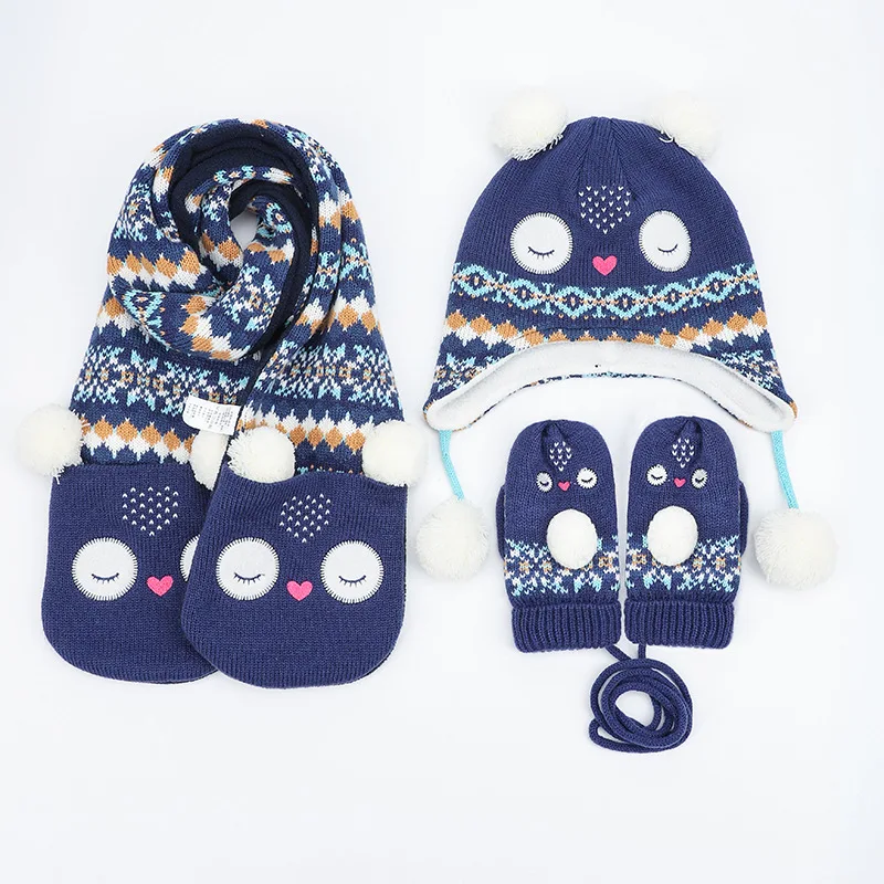 Для девочек шапка шарф перчатка набор зимняя ушанка шапочка флис теплый 3