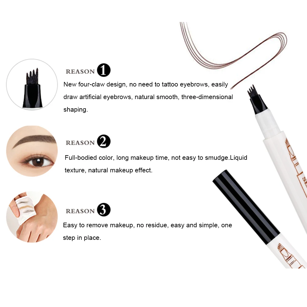 Жидкий карандаш для бровей водостойкий коричневый с татуажной краской