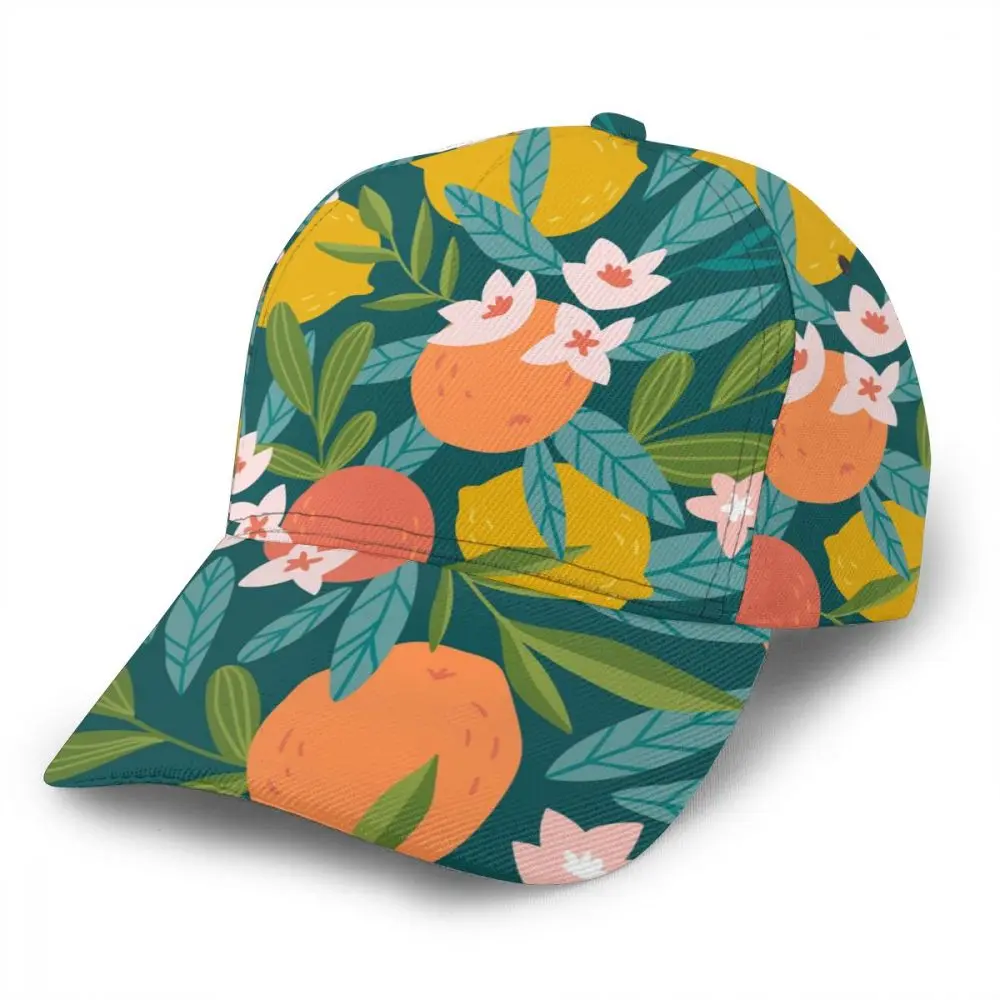 

CINESSD 2020 Summer New Unisex Outdoor Sport Sunscreen Baseball Hat Running Visor Cap Tropical Summer Oranges Lemons And Flowers