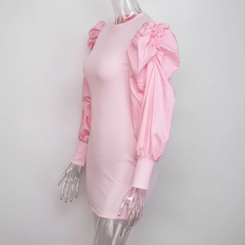 Женское мини платье Jurken винтажный буф рукав туника для женщин Vestidos Roupas Feminina облегающие платья женское элегантное платье