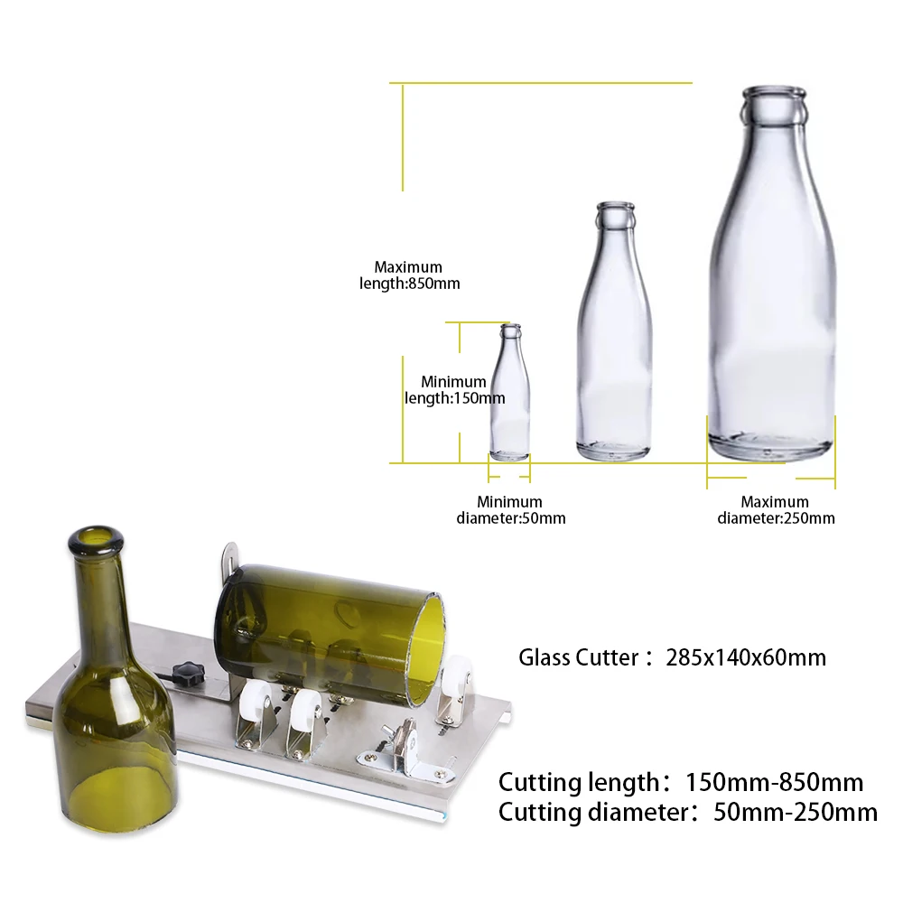 Glass Bottle Cutter DIY Machine For Cutting Wine Beer Alcohol Champagne Craft Gloves Glasses Accessories Tool Kit 10pcs | Инструменты