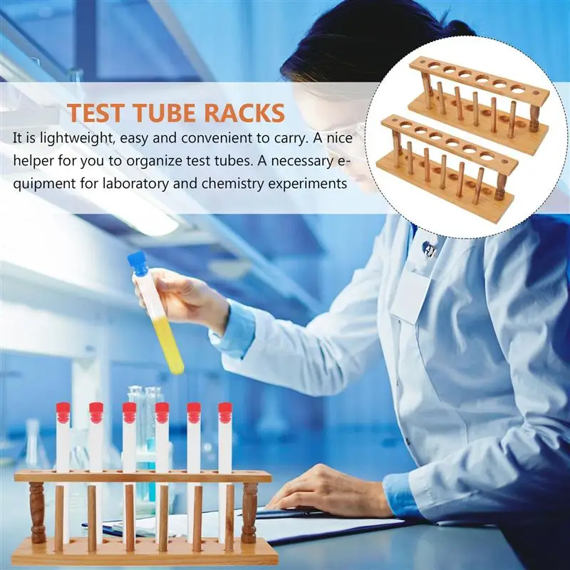 

2 Pcs Wood Test Tube Rack Laboratory Test Tube Stand Useful Test Tube Organizer